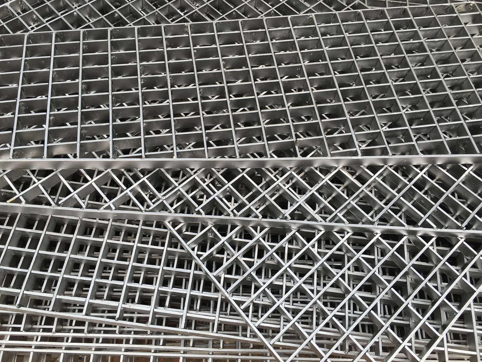 Close view of stainless steel grating for hygienic processing areas
