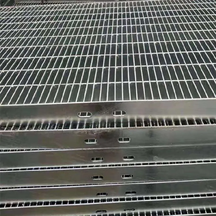 Mounting-hole detail on the frame of a solar walkway grating panel