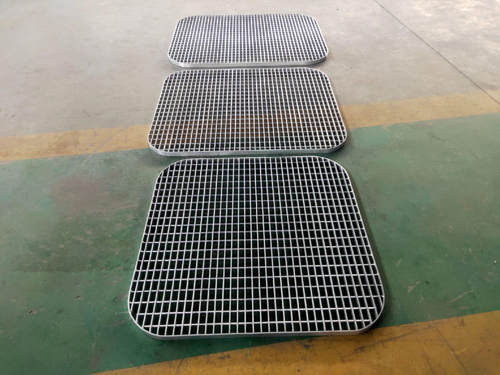 Alternate view of aluminum grating panels showing bar structure