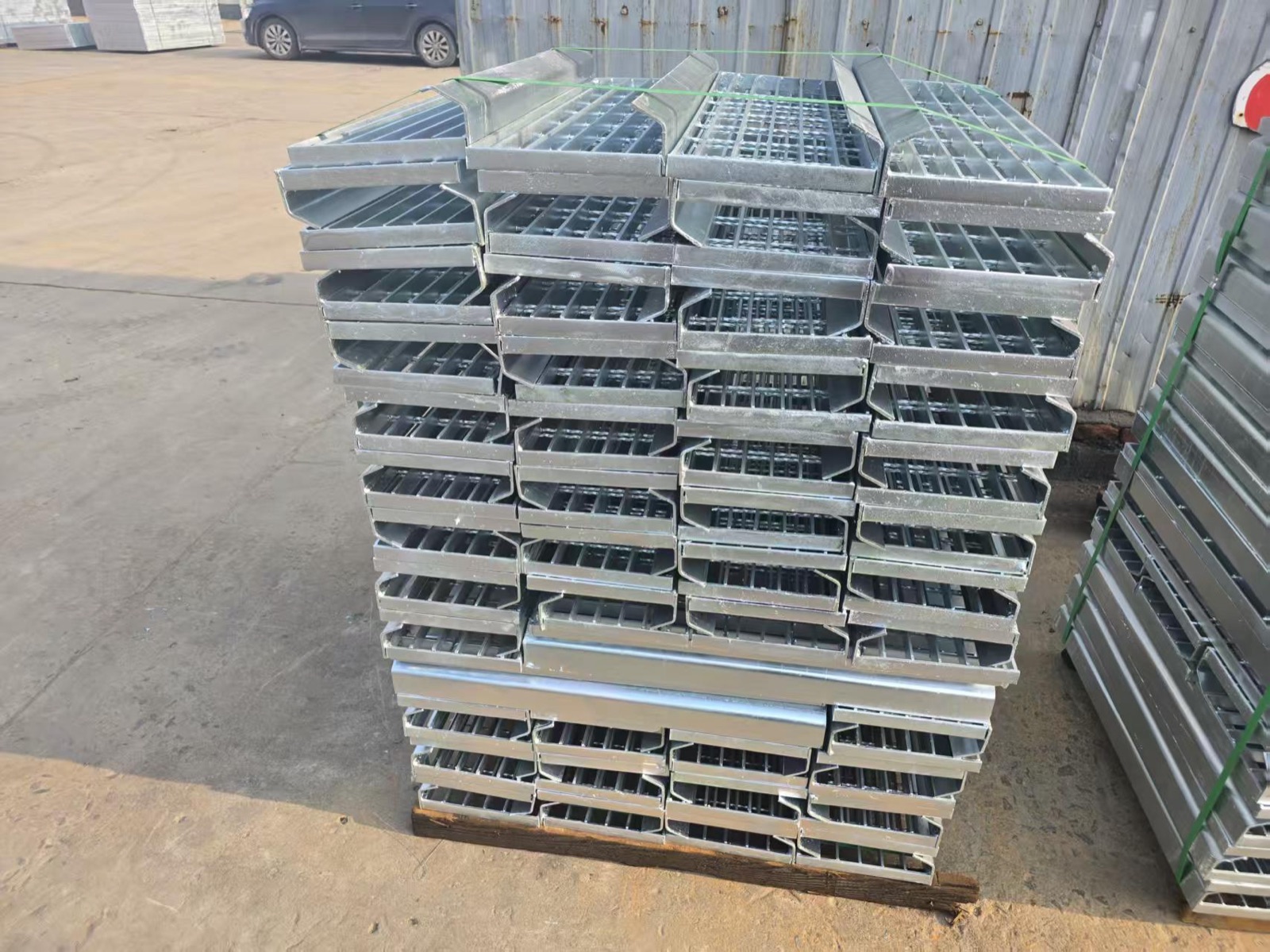 Stainless steel grating panels ready for hygienic plant installation