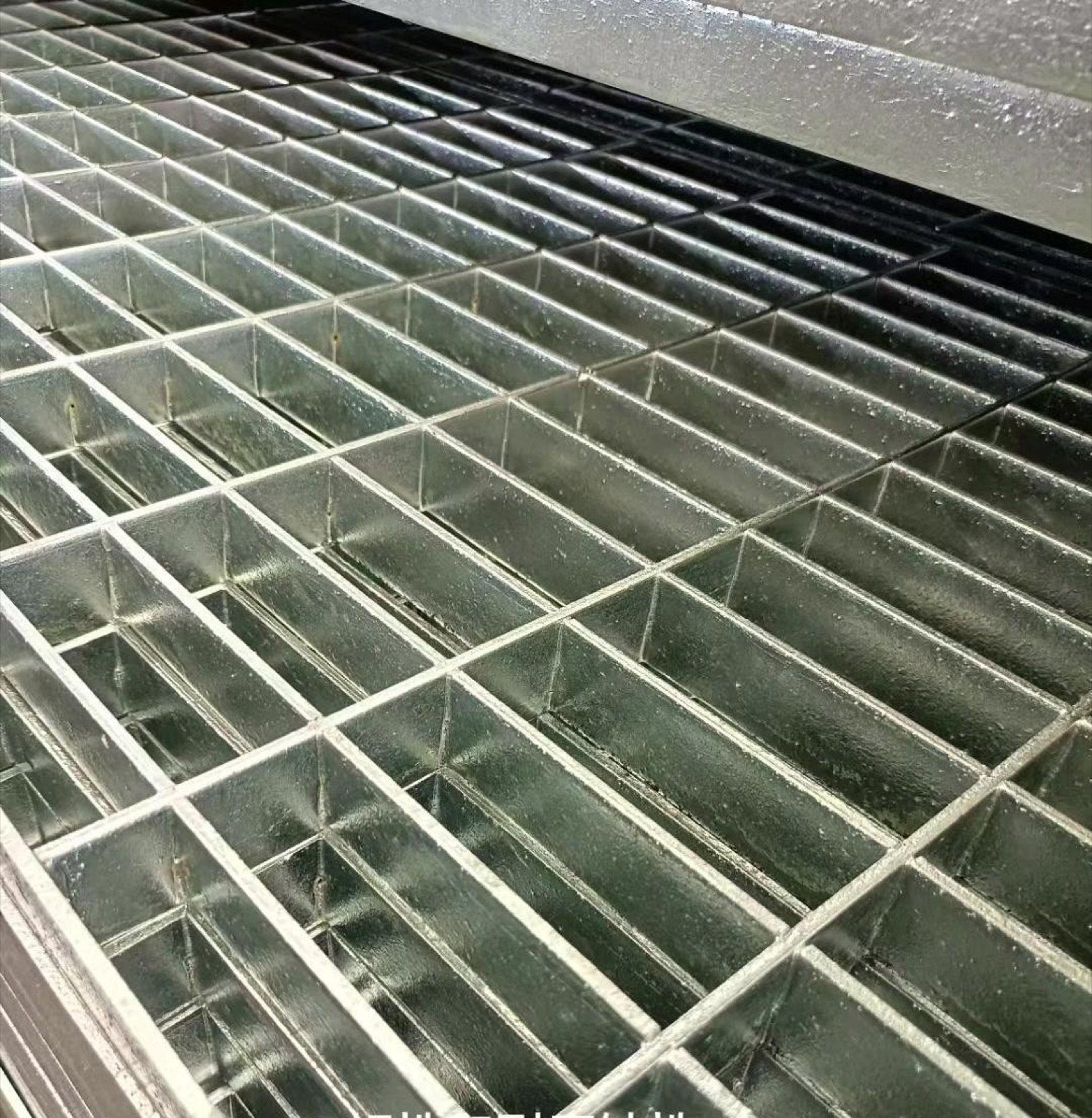 Welded steel grating panels ready for banding and finishing